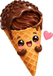 Mascote da Doce Docinho: um cone trufado sorridente